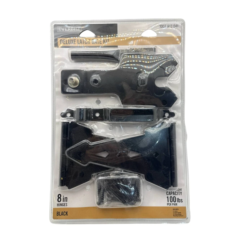 Everbilt Black Decorative Gate Hinge and Heavy Duty Latch Set 8 in Hinges Wood - Image 1 of 4