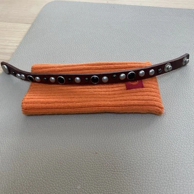 LIEBESKIND Damen Armband Leder Braun Nieten 21 cm Freizeit Casual - Bild 1 von 4