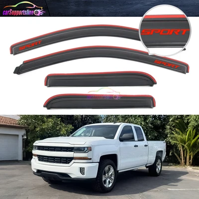 Protector de visera de ventana en canal cabina extendida para Silverado 1500 2500/3500 HD 14-19 Foto 1 de 4