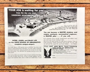Lewis School of Aeronautics Lockport IL Vintage Print Ad 1941 - Bild 1 von 6