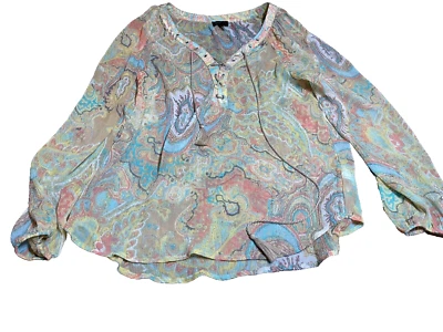 Jessica Simpson Top Womens M Medium Y2K 2000s Long Sleeve Colorful - Image 1 of 4