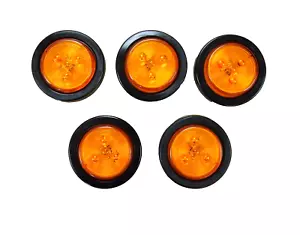 5 Pc 2.5" LED Round Amber Clearance Side Marker Lights 4 Diodes Flash Mount DOT - Picture 1 of 7