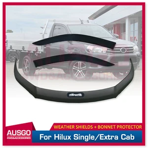 AUSGO Injection Weathershields + Bonnet Protector for Hilux Single Cab 2015-2020 - Picture 1 of 14