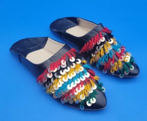 PANTOFOLE BABOUCHE IN PELLE MAROCCHINA SLIDES MULES DONNA **FATTE A MANO** 8 - Foto 1 di 10