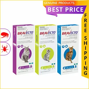 BRAVECTO Spot On for Cats All Sizes 2 Doses Flea and Tick Treatment FREE Ship - Picture 1 of 5