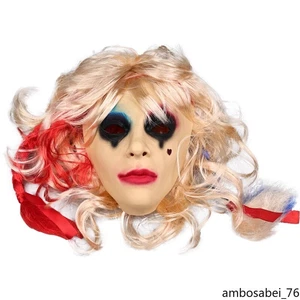 Harleen Quinzel Joker2 Parrucca Maschera Cappuccio Halloween Festa Lattice Prop CoolGril Cosplay - Foto 1 di 22