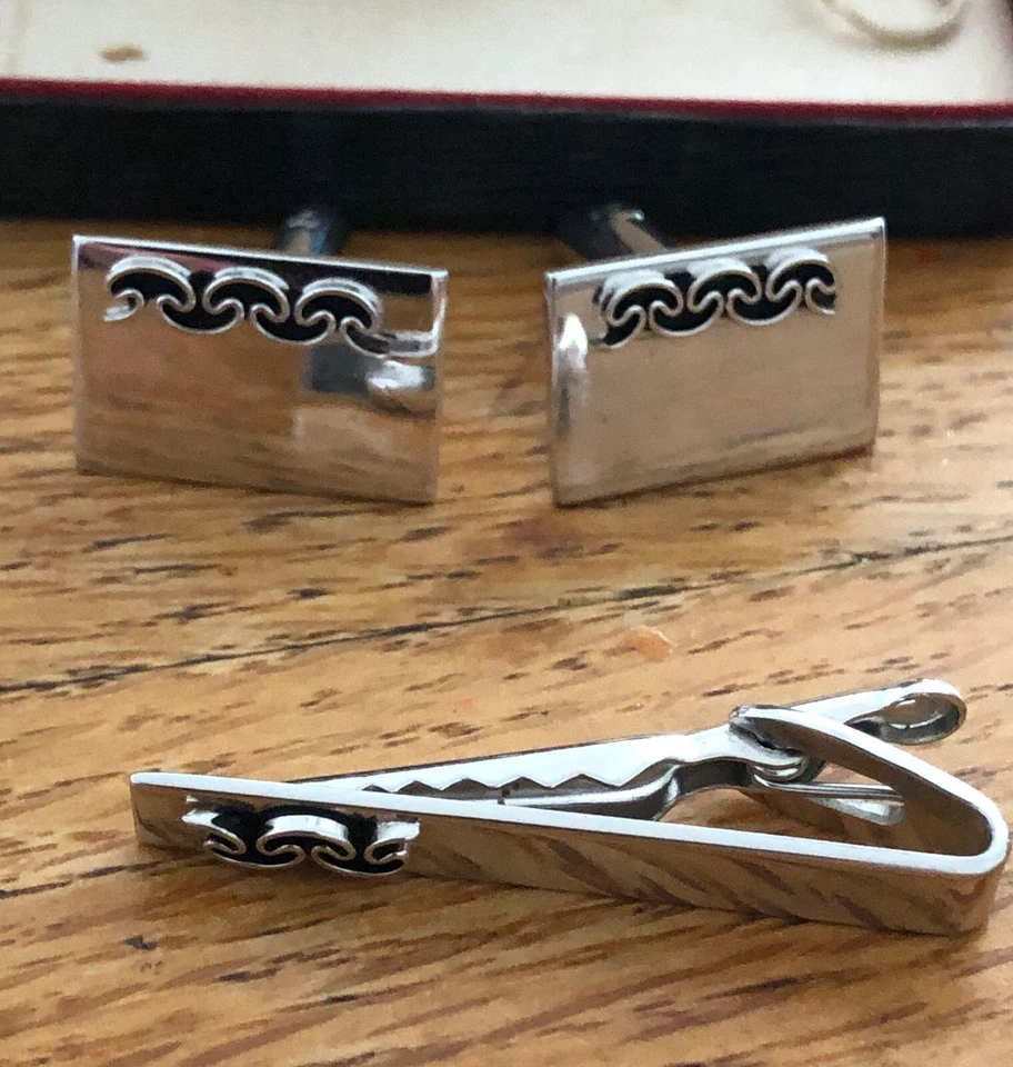 袖扣 领带夹 盾牌 第五大道 带盒 复古 原版 雕刻 第 5 大道 — 第 1/4 张图片