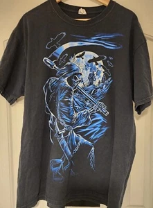Grim Reaper T Shirt Skeleton Graveyard Crows Flying - Men’s Vintage Sz XL sm tr - Picture 1 of 6