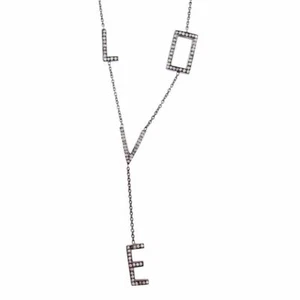 LOVE Necklace Natural Pave Diamond 925 Sterling Silver Chain Necklace Jewelry - Picture 1 of 3