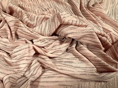 Metallic Stretch Spandex Ribbed Jersey Fabric, Per Metre - Animal Stripe - Pink - Image 1 of 3