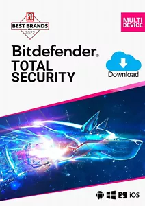 BITDEFENDER TOTAL SECURITY 2024 10 DEVICE FOR 1 YEAR WITH 200MB VPN DOWNLOAD - Picture 1 of 6