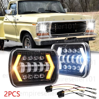 Par de faros rectangulares LED PUNTO 5x7" 7x6 Hi/LO DRL para Ford F-100 1978-1983 Foto 1 de 4