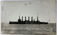 1914 U.S.S. Milwaukee Port Angeles Washington RPPC Real Photo Postcard Nautical