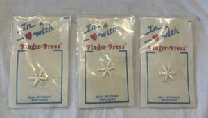 3 Vintage "In Love With" Finger Press Self-Sticking Appliques Snowflake Design - Picture 1 of 4