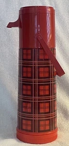 Vintage Quart Aladdin Pump A Drink Thermos - Red Plaid  - Picture 1 of 9