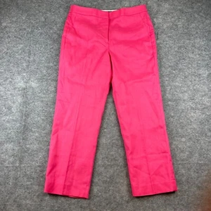 J Crew Kate Straight Leg Pant Stretch Linen Blend Sz 12 Hot Pink Career Business - Picture 1 of 8