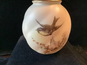 Royal China Works Worcester Porcelain Vase Sepia Painted Bird Landscape - Picture 1 of 7