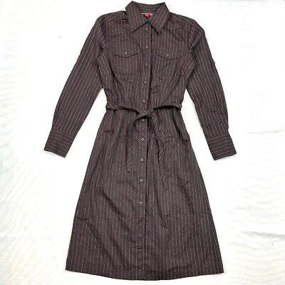 Espirit Tailored Womens sz 6 Button Front Shirt Dress Roll Up Sleeve Trench NWT - Image 1 of 4