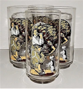 4 Coca Cola Glasses Norman Rockwell Boy with Dog Tan Brown Coke Tom Sawyer - Picture 1 of 12