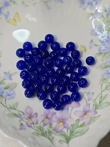 44 Total Glass Blue Loose Beads  10mm Round Drilled   - Picture 1 of 8