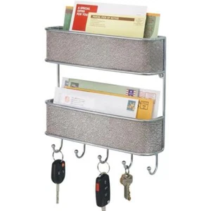 mDesign Schlüsselbrett Ablage silber Schlüsselboard Briefablage Wandorganizer - Bild 1 von 5