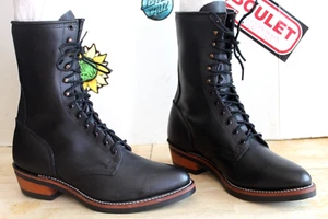Santa Fe Boot Co. Men's Packer Black Leather Boots, Size 11 Made in USA. - Picture 1 of 14
