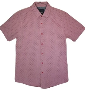 ASOS Men's Short Sleeve Shirt with Stripe And Dobby Polka Dot - Red - Small - Picture 1 of 7