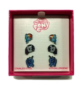 PENDIENTES MY LITTLE PONY SS 3 piezas Rainbow Dash Fluttershy Pinkie Pie Rareza Luna - Imagen 1 de 9