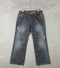 Monarchy Atelier Men's 100% Cotton Jeans Straight Leg Size 33 Blue Distressed