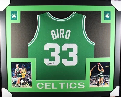 Larry Bird signed framed custom jersey NBA Boston Celtics JSA COA - Image 1 of 2
