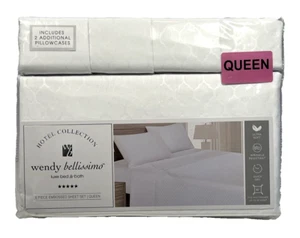 Set Lenzuola Queen Goffrate 6 pz Wendy Bellissimo Hotel Collezione Bianco - Foto 1 di 11
