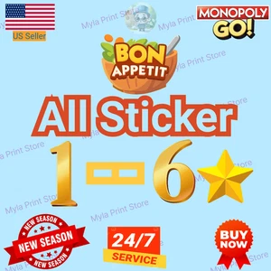 Monopoly Stickers Go 1⭐- 6⭐Bon Appetit 🥗CHEAPEST🔥SUPER FAST⚡24/7 - Picture 1 of 1