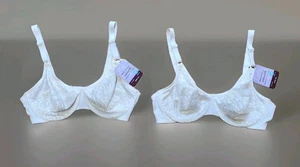 Olga Signature Größe 36C Weiß Satin Spitze Bügel BH 5002 Neu mit Etikett 2er Set Discont - Bild 1 von 12