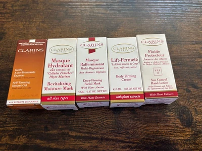 Lote de 5 CLARINS viaje/tamaño muestra productos de belleza mixtos NUEVO Foto 1 de 2