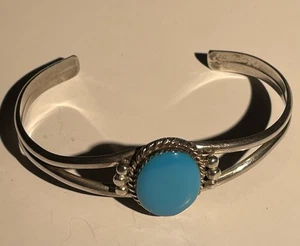Vintage Navajo Armband/Manschette Sterlingsilber mit Türkis Carolyn Sandoval. - Bild 1 von 7
