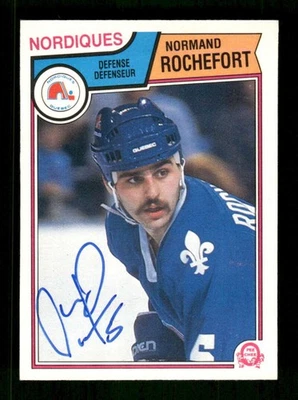 1983-84 O-Pee-Chee 300 Normand Rochefort signed auto autograph NM+ BXCP46 - Image 1 of 2