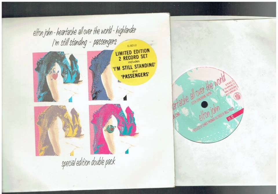 ELTON JOHN HEARTACHE ALL OVER THE WORLD 2X7 INCH SINGLE PASSENGERS/STANDING - Image 1 of 1