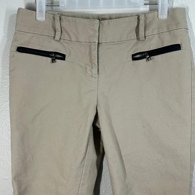 Ann Taylor Pants Womens 4P Petite Khaki Zip Pocket Stretch Chino Slim Cropped - Image 1 of 4