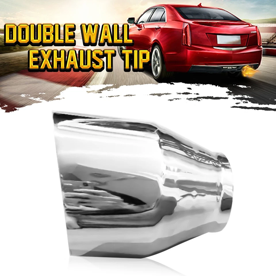 2.5" Inlet 4" Outlet 5" Long Double Wall Tail Throat Stainless Steel Exhaust Tip - Image 1 of 4