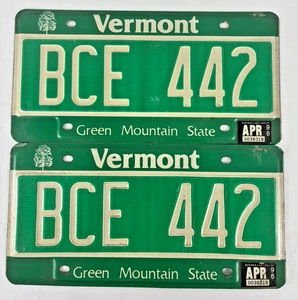 PLACAS DUPLICADAS VERMONT GREEN MOUNTAIN TÍTULO ESTATAL: BCE 422 AÑO: 1996 - Imagen 1 de 6