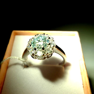 Silber Ring  mit  Moissanit - Diamant  2 ct. Größe = 17,5 mm - Bild 1 von 4