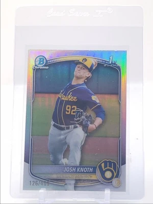 JOSH KNOTH 2025 BOWMAN CHROME 1ST BASEBALL REFRACTOR BREWERS /499 Q4871 - Image 1 of 2