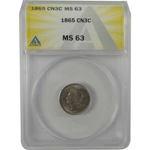 1865 Nickel Three Cent Piece MS 63 ANACS Uncirculated SKU:CPC0794 - Picture 1 of 4