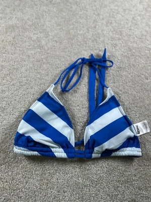 Top de bikini Mossimo para mujer azul blanco a rayas pequeño de nailon Foto 1 de 4