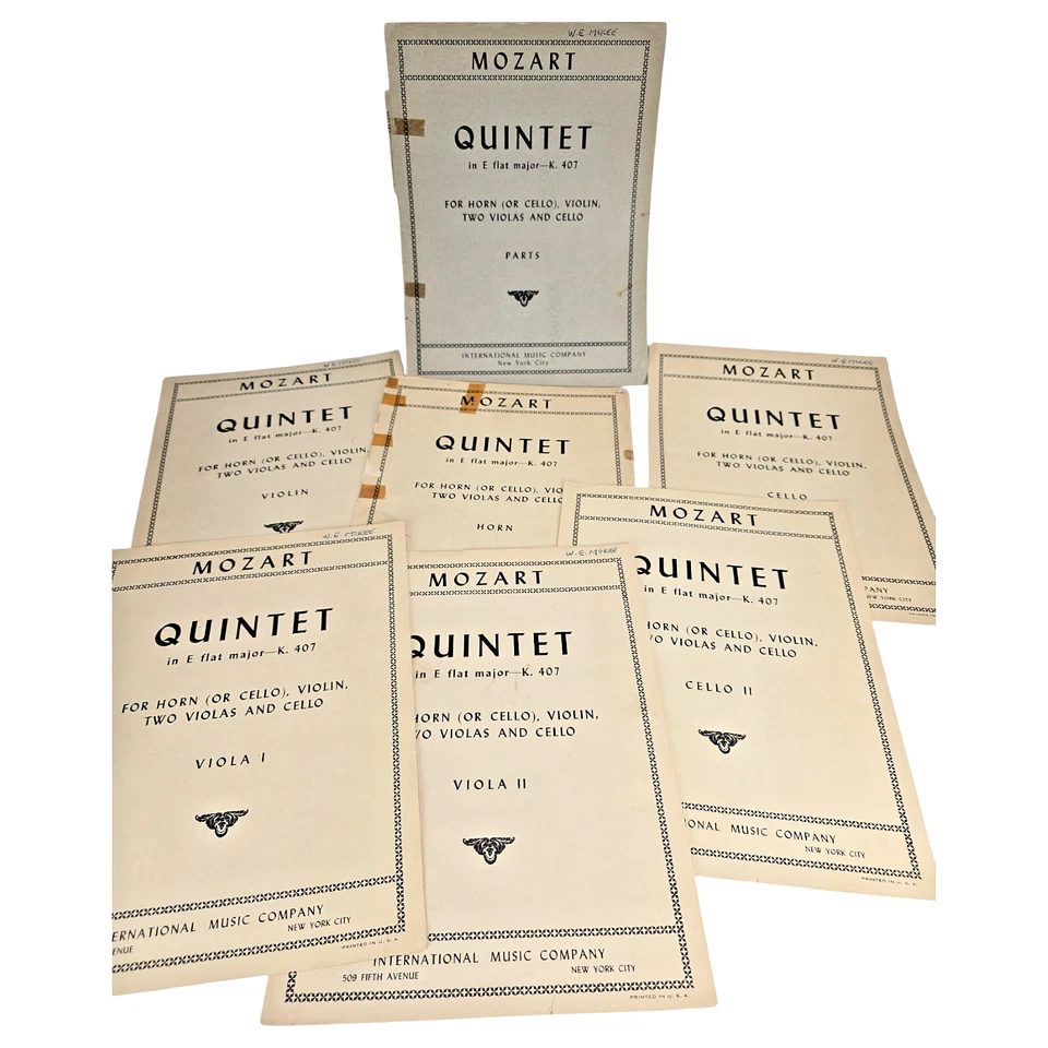 Mozart Quintet K.407 Violin Viola Cello French Horn Sheet Music Score Parts 1948 - Image 1 of 4