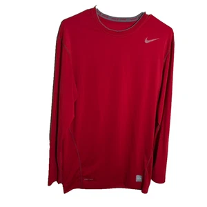Nike T-Shirt Men's XXL Red Long Sleeve Compression Crew Neck Logo Active - Picture 1 of 8