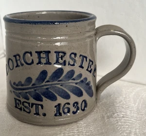 DORCHESTER EST. 1630 Pottery Stoneware Mug 12 Oz. Signed-Gray/Blue-Excellent! - Picture 1 of 8