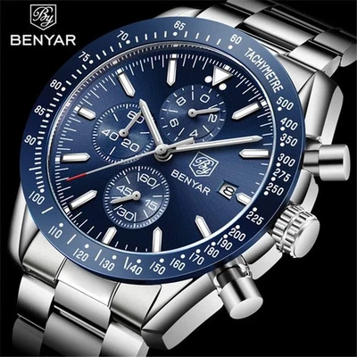 Men's Watch Luxury Brand Waterproof Quartz Watch Men Sports Watches Date NEW - Image 1 of 4