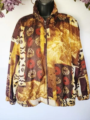 Kaktus ART To Wear Deco Vintage Zip Jacket Womens Medium Multicolor Abstract Top Foto 1 de 4