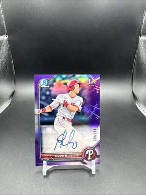 2022 Bowman Chrome - 1st Auto Simon Muzziotti #CPA-SMZ Purple Refractor /250 - Image 1 of 4
